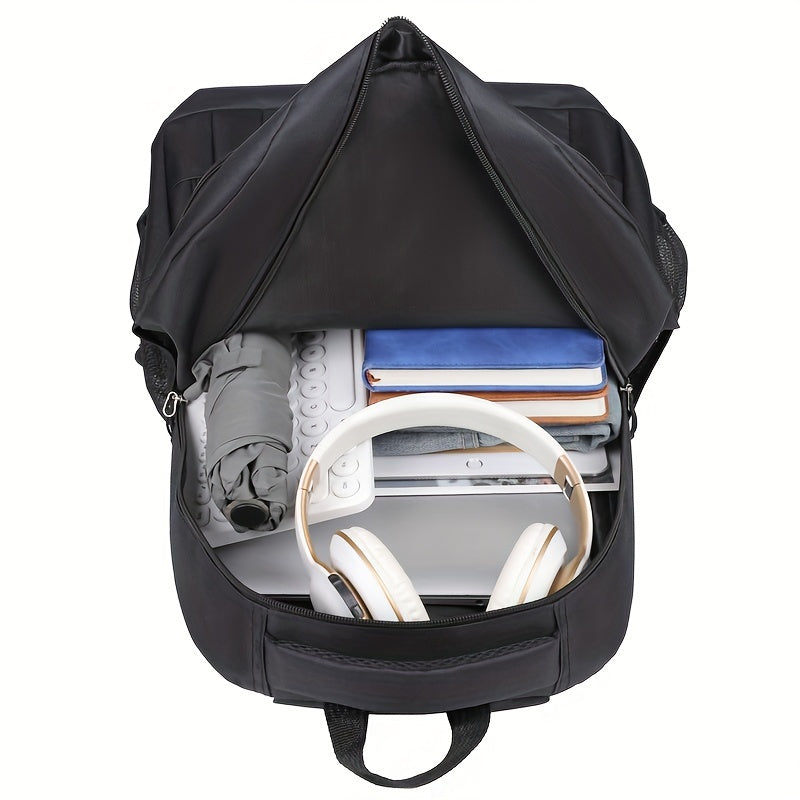 Gray men's large capacity travel backpack with organized compartments, ideal for secure journeys.