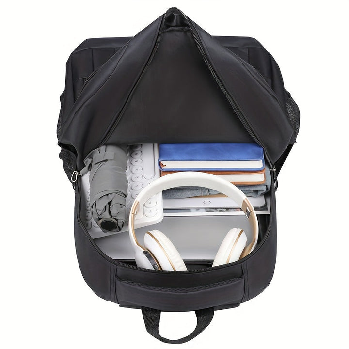 Gray men's large capacity travel backpack with organized compartments, ideal for secure journeys.