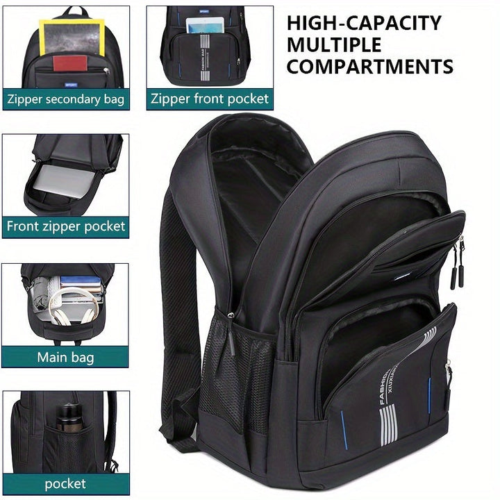 Green men's large capacity travel backpack, a stylish and versatile solution for organized packing.