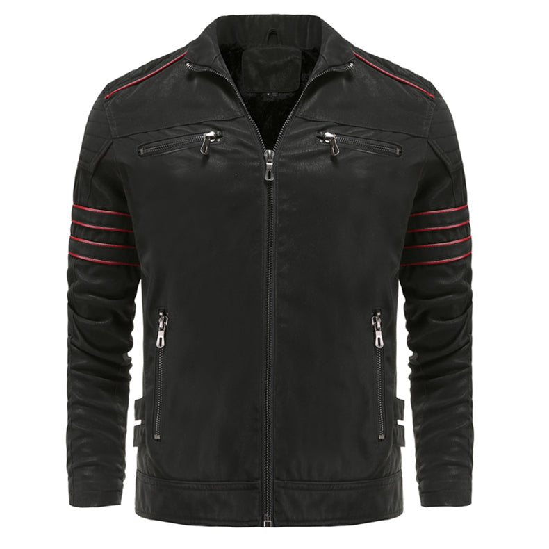 Sleek black Titanium Rogue men's leather jacket. Durable outdoor jacket with a rebel biker style.