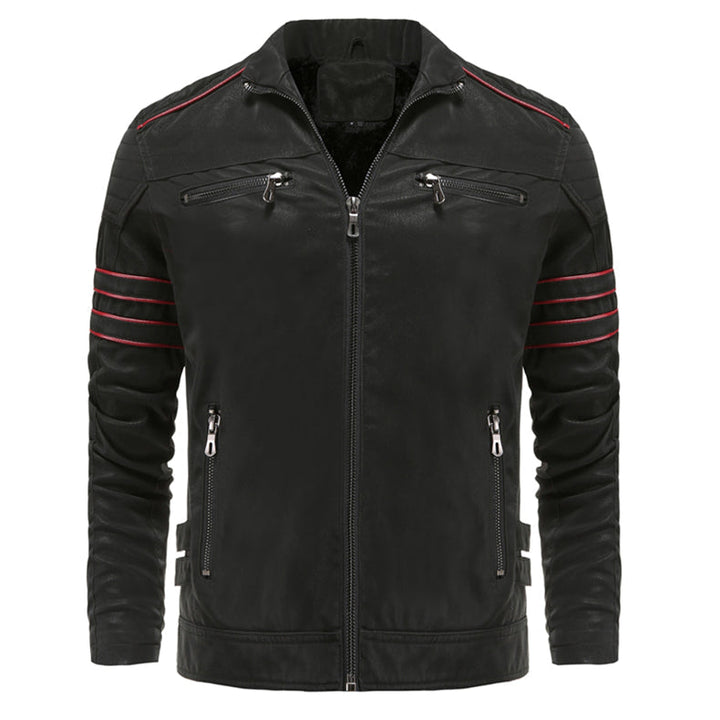 Sleek black Titanium Rogue men's leather jacket. Durable outdoor jacket with a rebel biker style.