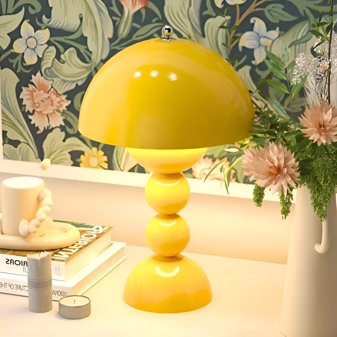 Stylish yellow LED accent light, portable and modern Nordic home decor.