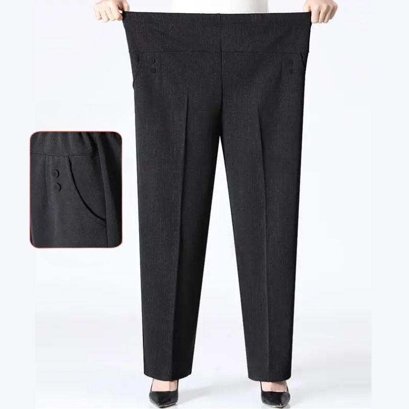 Plus size women's fleece lined trousers, cozy and warm black pants, perfect for winter comfort.