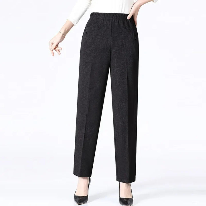Women's plus size lattice pattern fleece lined trousers, comfortable, warm winter pants for everyday.