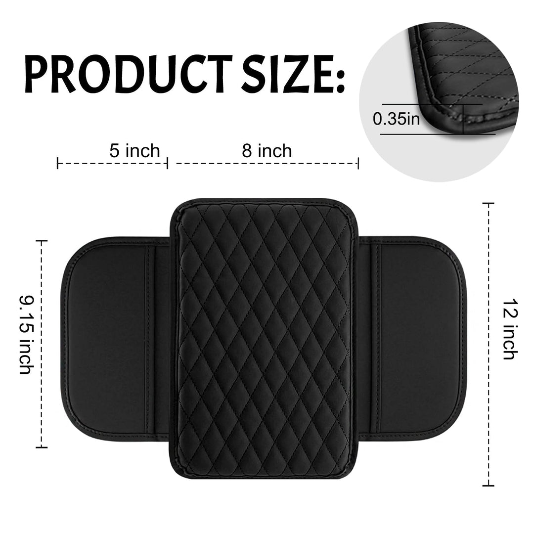 Stylish black PU leather universal car armrest storage console cover for enhanced interior.