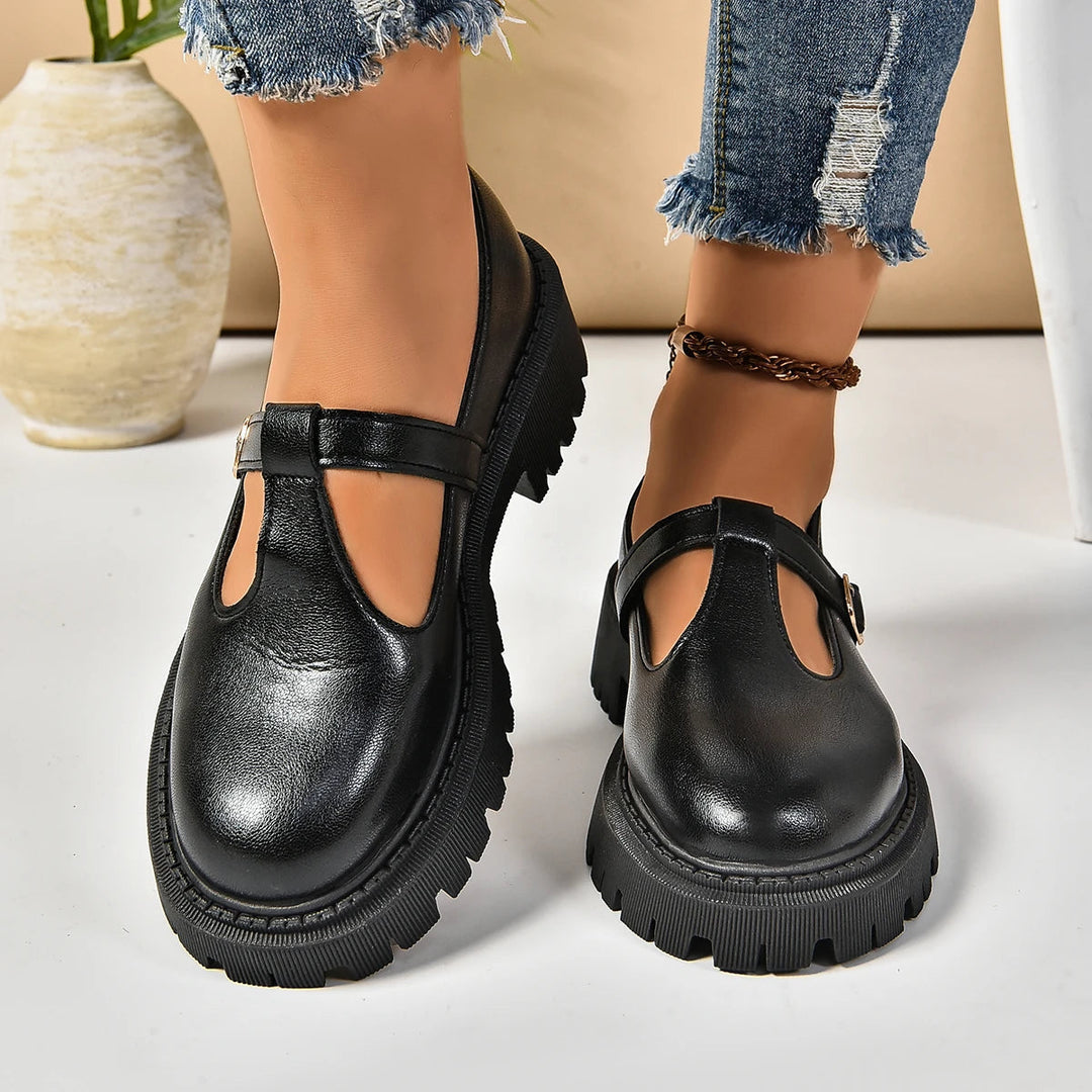 Comfortable women's orthopedic Mary Jane shoes with T-strap, arch support, and platform sole for all-day wear.