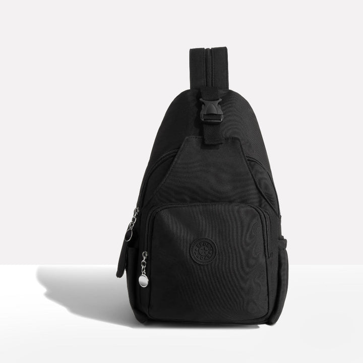 White unisex travel sling bag with secure hidden pockets, ideal for daily essentials & anti-theft protection.