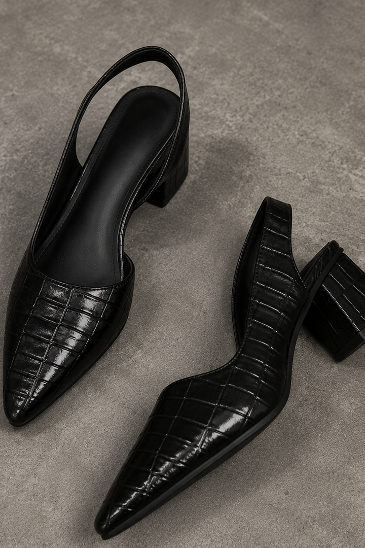 Comfortable brown heeled shoes for women, ideal for all-day wear, blending everyday style with office elegance.