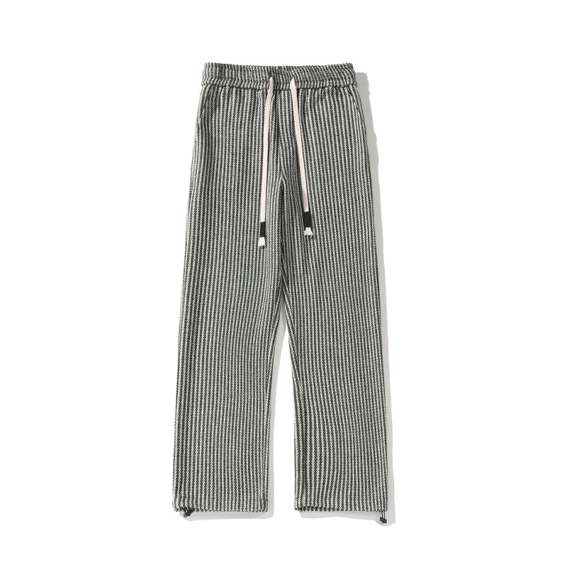 Elegant black herringbone wide-leg sweatpants for women, a comfortable and trendy apparel choice.