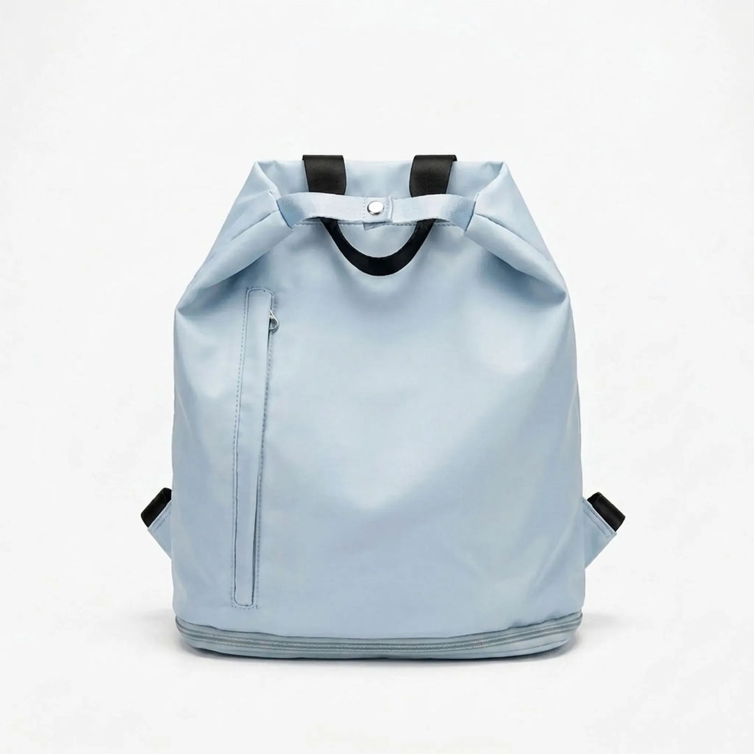 Purple women's versatile wet/dry sports backpack, perfect for activewear, travel, and gym essentials.