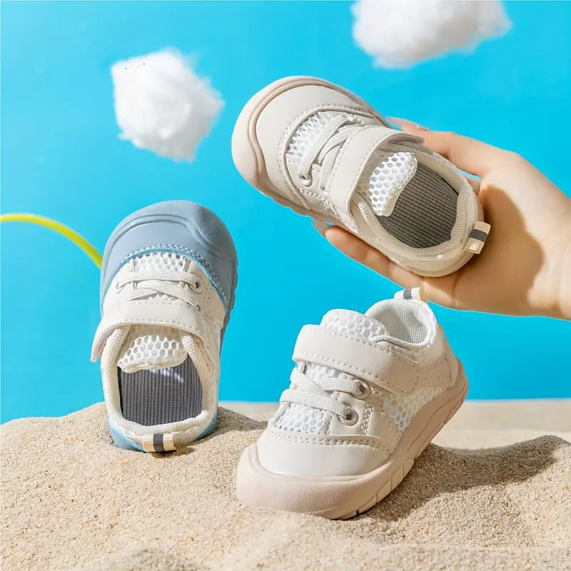 Blue FlexiToes baby barefoot sneakers, flexible sole for healthy foot development & first walkers.