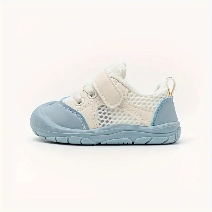 Blue FlexiToes baby barefoot sneakers, ideal for first walkers, healthy and natural development.