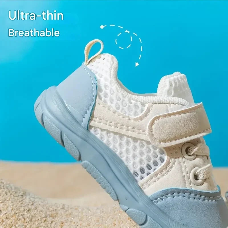 Beige FlexiToes toddler barefoot sneakers, comfortable, protective & flexible for healthy feet.