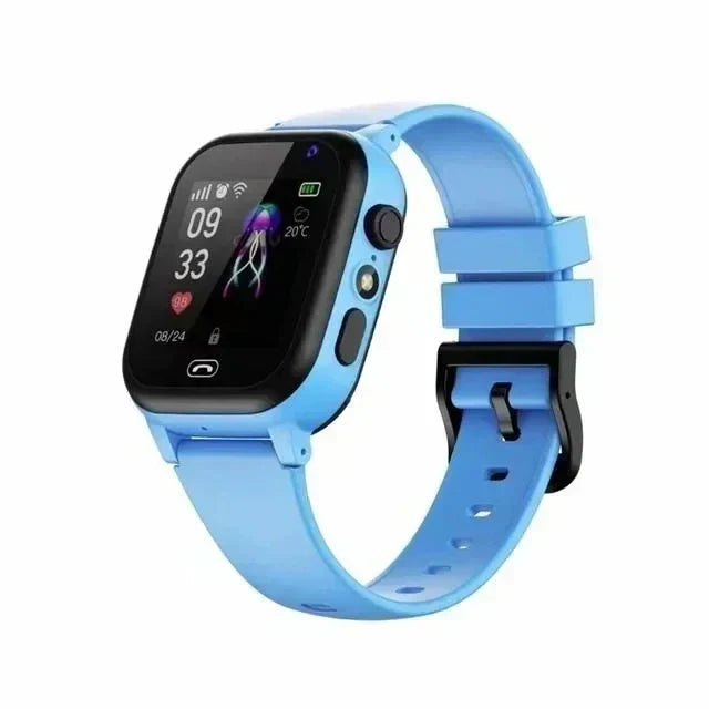 Child wearing a green 4G GPS smartwatch, using video call for communication and parental monitoring.