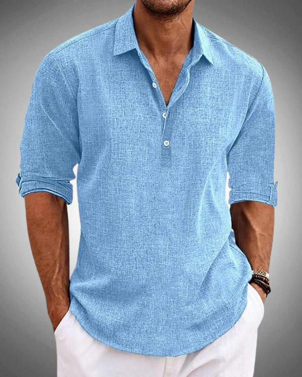 Black men's refined button-front shirt for effortless style. Perfect for smart casual everyday wear.