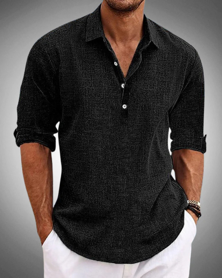 Gray classic men's button-front shirt. Versatile men's fashion for everyday & smart casual looks.