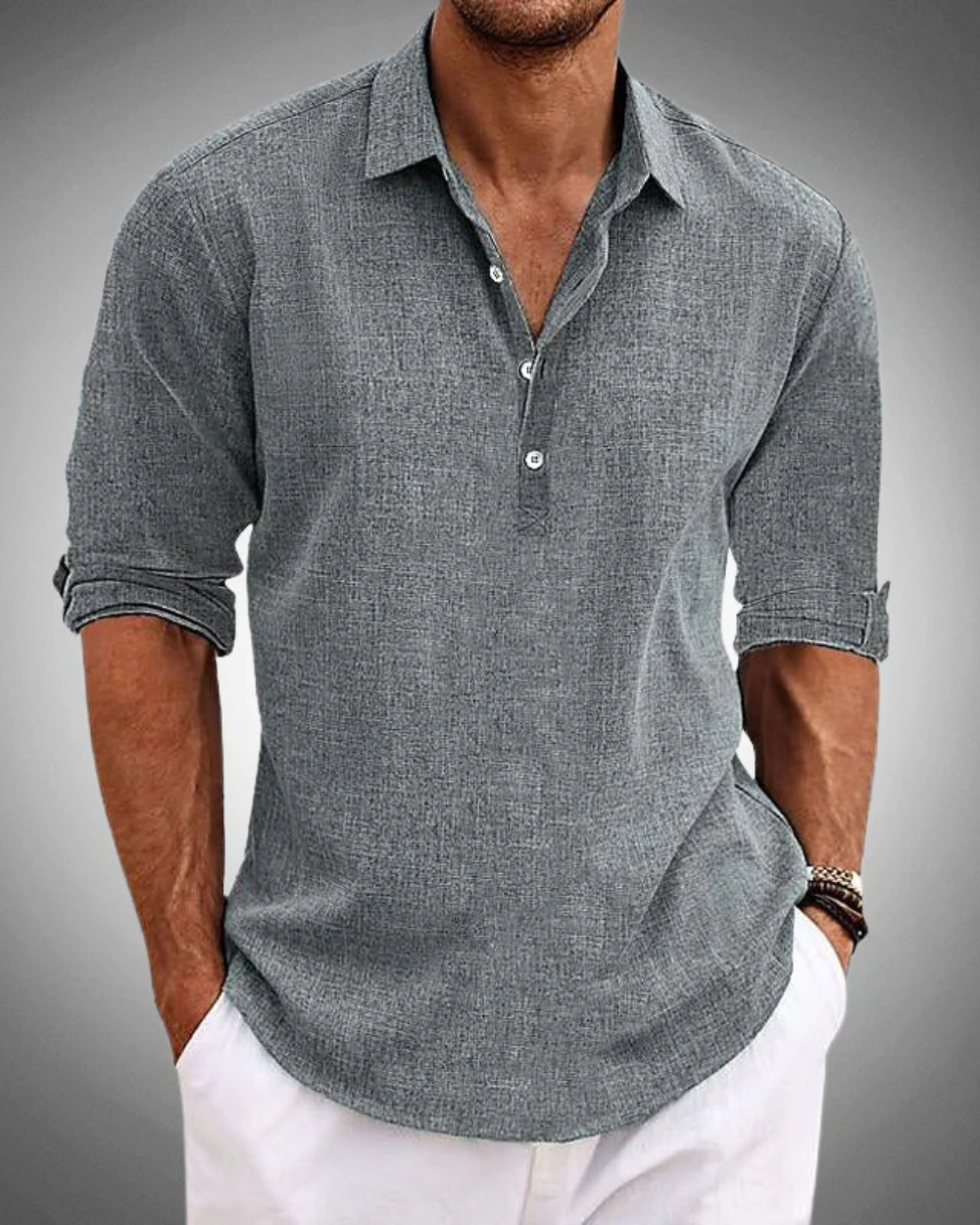 Men's refined classic button-front shirt. Effortless style for versatile men's fashion & everyday wear.