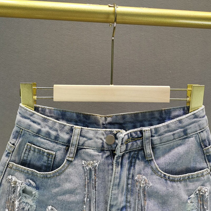 Soft blue women's comfort shorts. Versatile design for everyday casual wear, perfect for summer & warm weather.