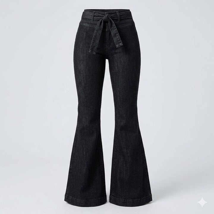 Stylish black high waisted flare jeans for women, offering a comfortable and versatile sculpting fit.