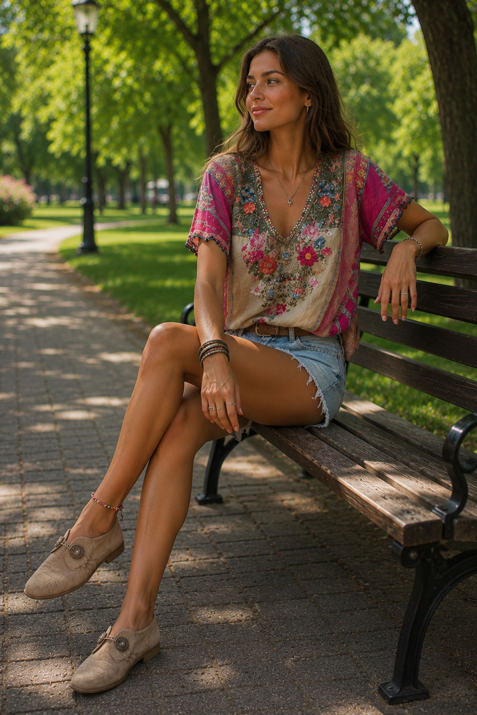 Women's oversized bohemian top, ideal for summer festivals, travel, or casual vacation outfits. Lightweight & relaxed.