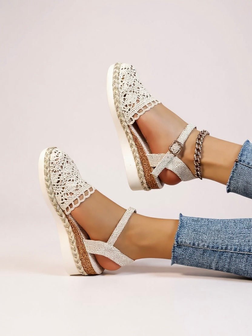 Comfortable women's summer boho espadrille platform sandals.