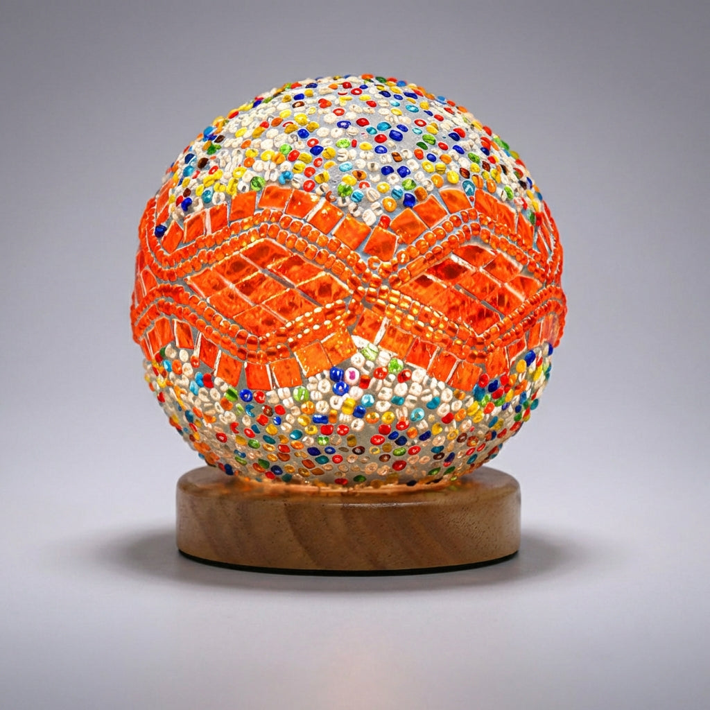 Bohemian Style Round Mosaic Table Lamp