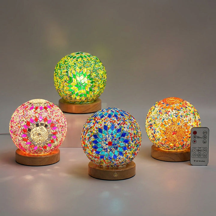 Bohemian Style Round Mosaic Table Lamp
