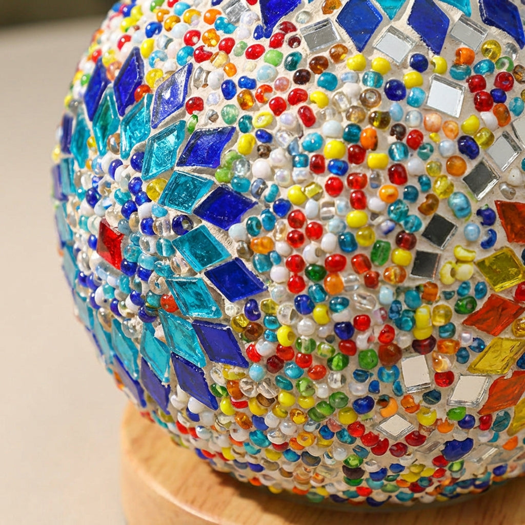 Bohemian Style Round Mosaic Table Lamp