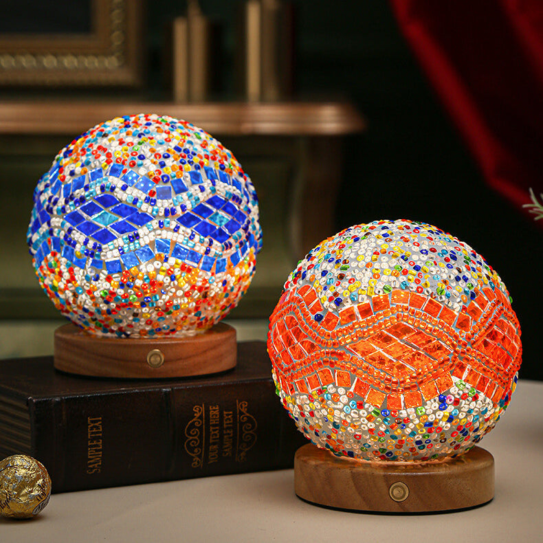 Bohemian Style Round Mosaic Table Lamp