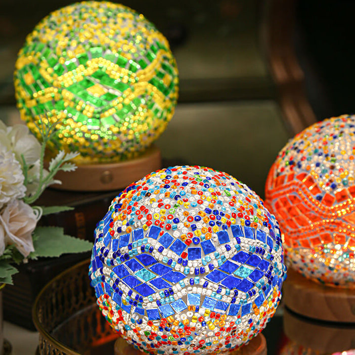 Bohemian Style Round Mosaic Table Lamp