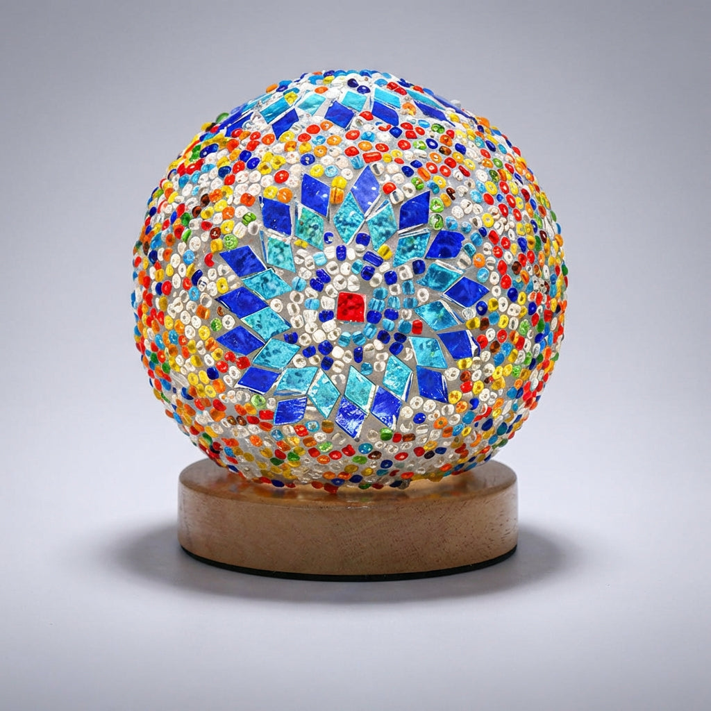 Bohemian Style Round Mosaic Table Lamp