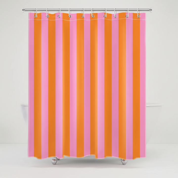 Stripelight fabric shower curtain, durable and decorative bathroom accessory