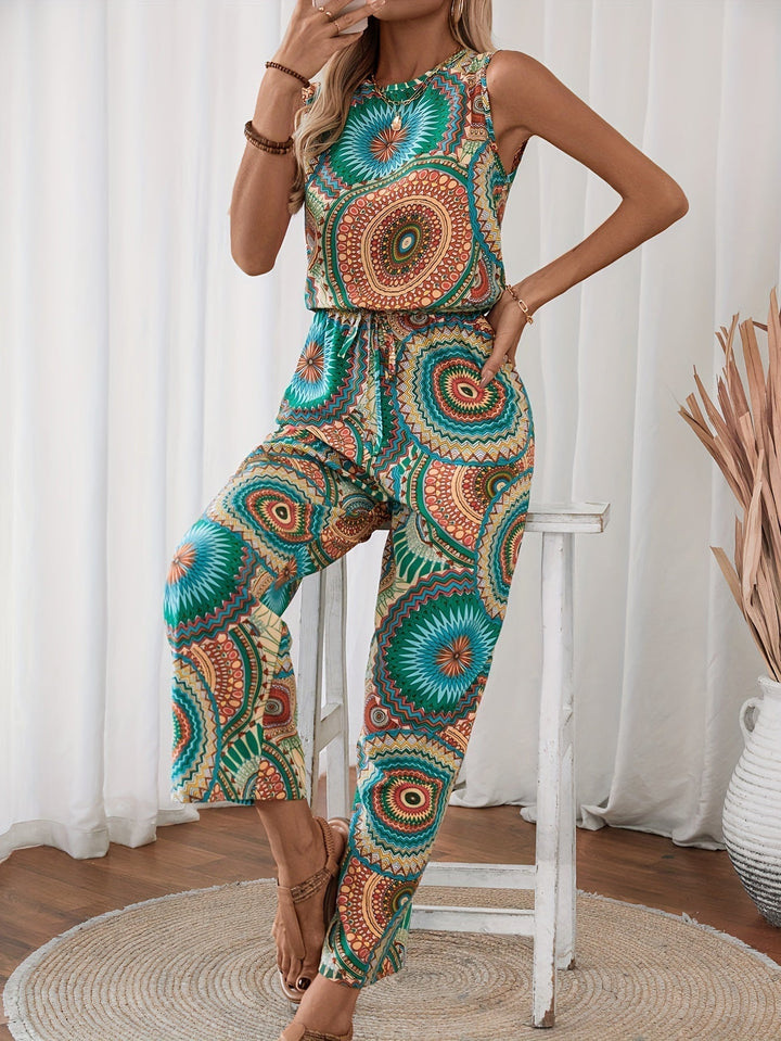 Vibrant mandala print boho jumpsuit for women, a comfortable and stylish summer apparel choice
