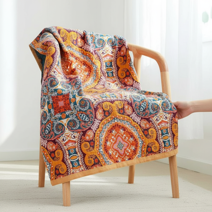 Stylish BohoDream cotton towel for home decor, featuring a unique bohemian design, super absorbent and quick-drying