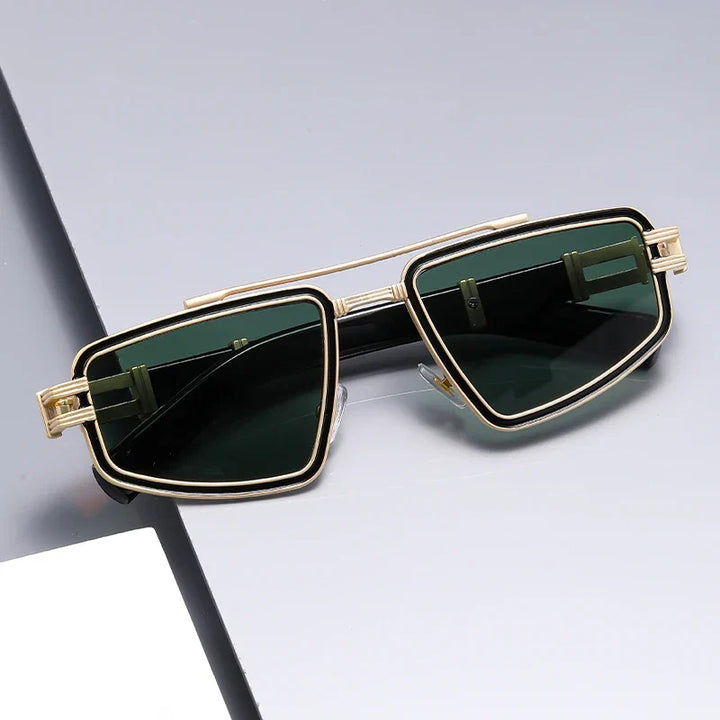 Bold geometric unisex sunglasses offering full UV protection for modern style.