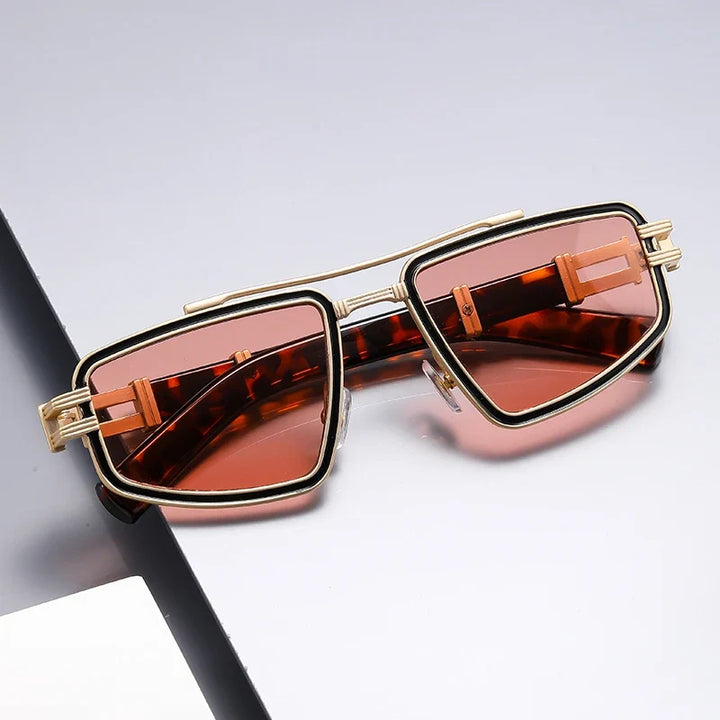 Fashionable geometric sunglasses, perfect unisex accessory with ultimate UV protection.