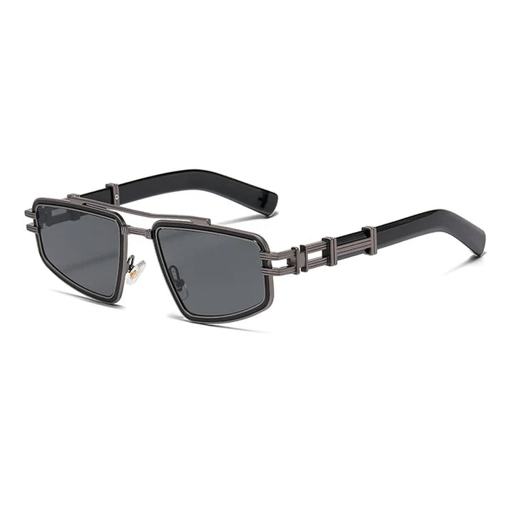 Eye-catching geometric sunglasses, a chic unisex accessory with robust UV protection.