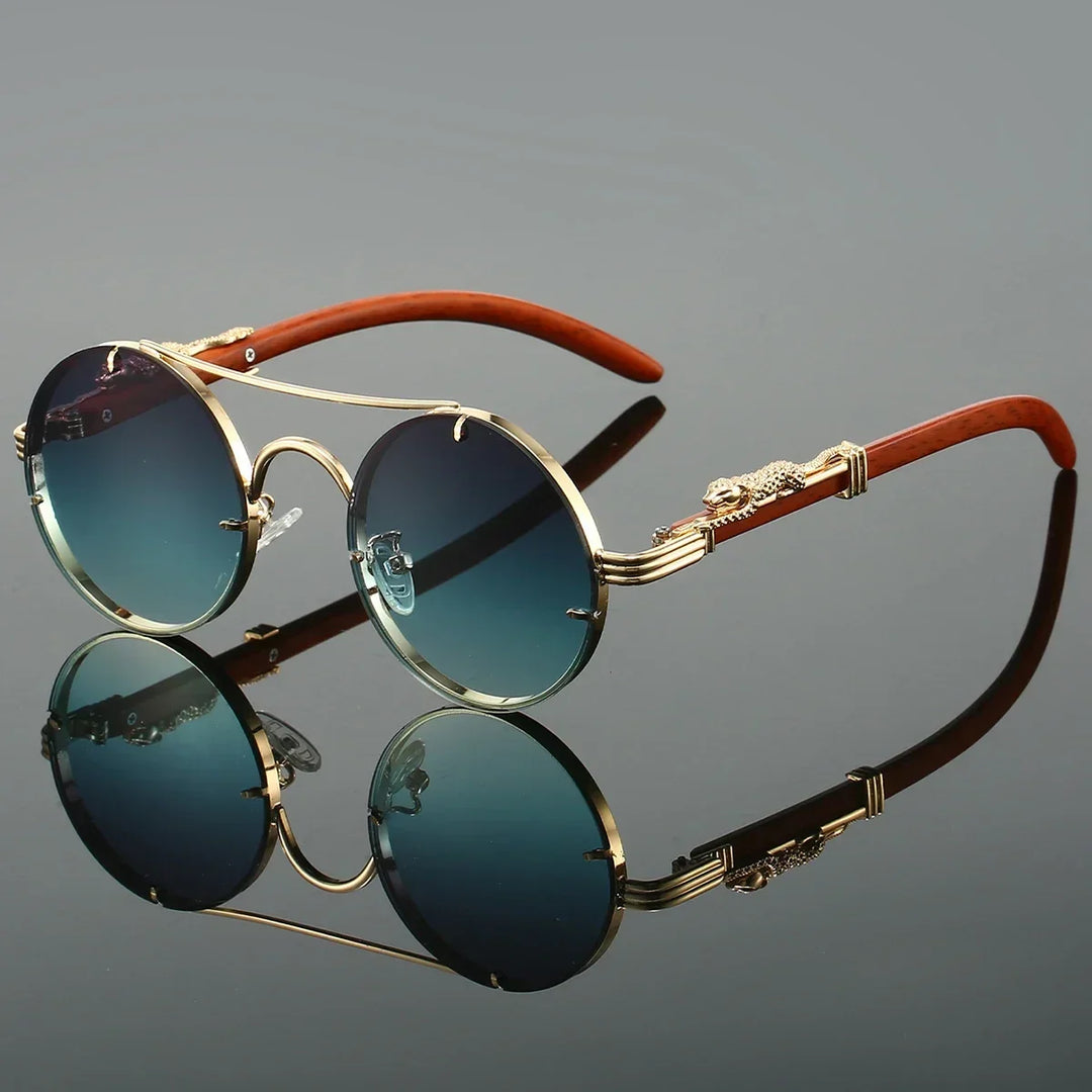 Close-up of Unisex Draco sunglasses, highlighting the bold frame design, quality eyewear, and UV protection features.