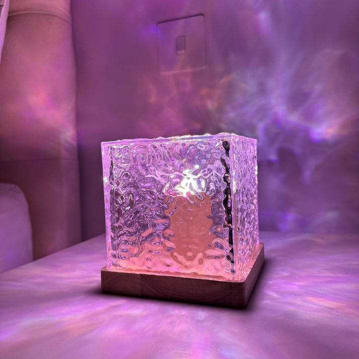Borealis Cube mood lighting device, projecting an immersive northern lights experience