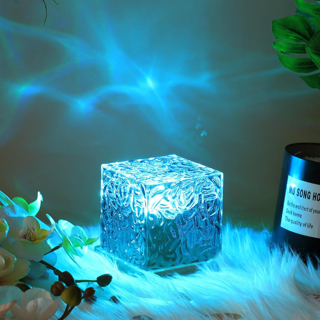 Close-up of Borealis Cube ambient light, showcasing vibrant northern lights projections