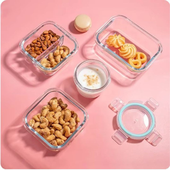 Versatile borosilicate glass food storage. Perfect for meal prep, oven baking, freezer storage. Airtight & BPA-free.
