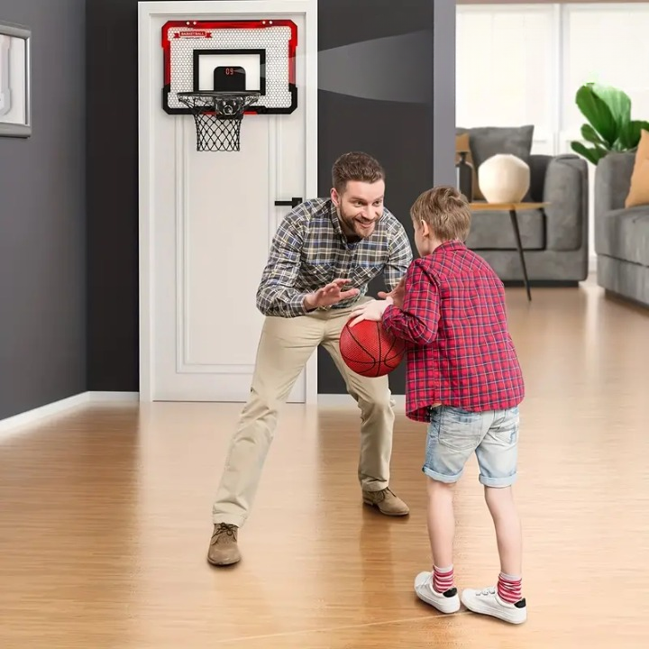 BouncePro mini basketball hoop with electronic scoreboard, perfect for indoor & outdoor active play.