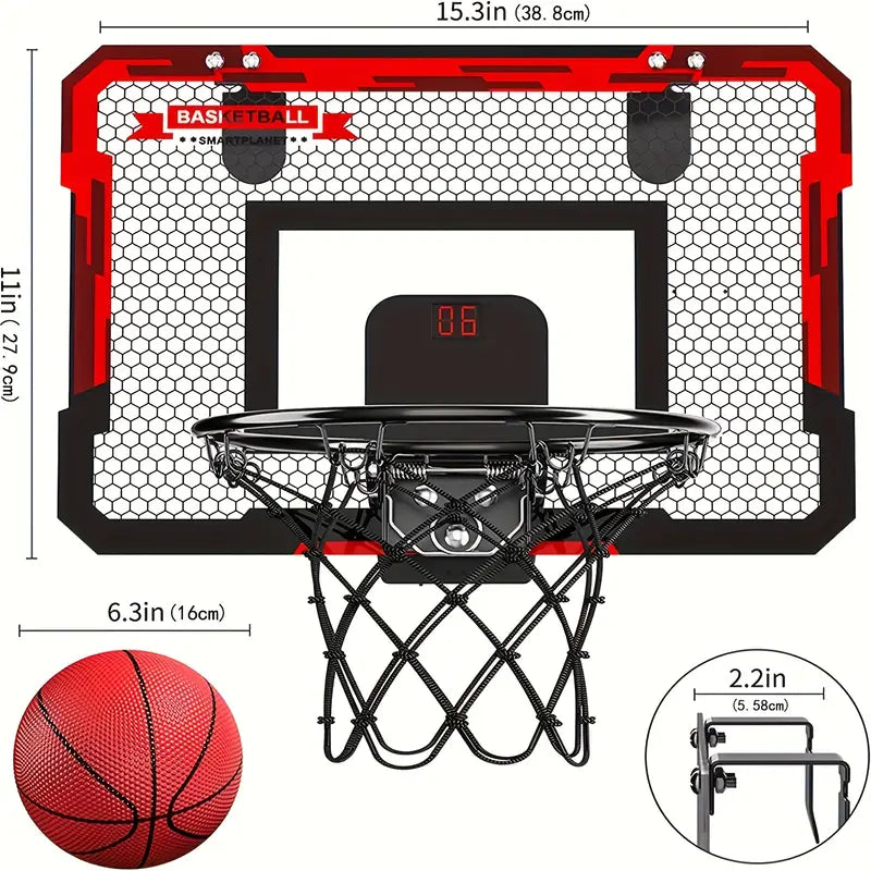 Unisex BouncePro mini hoop with digital scoreboard, ideal sports equipment for family fun.