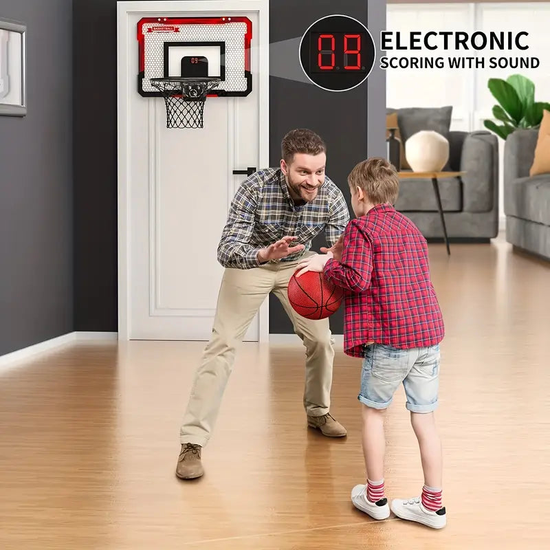 Fun mini basketball hoop & electronic scoreboard, an engaging kids toy for indoor games & outdoor play.