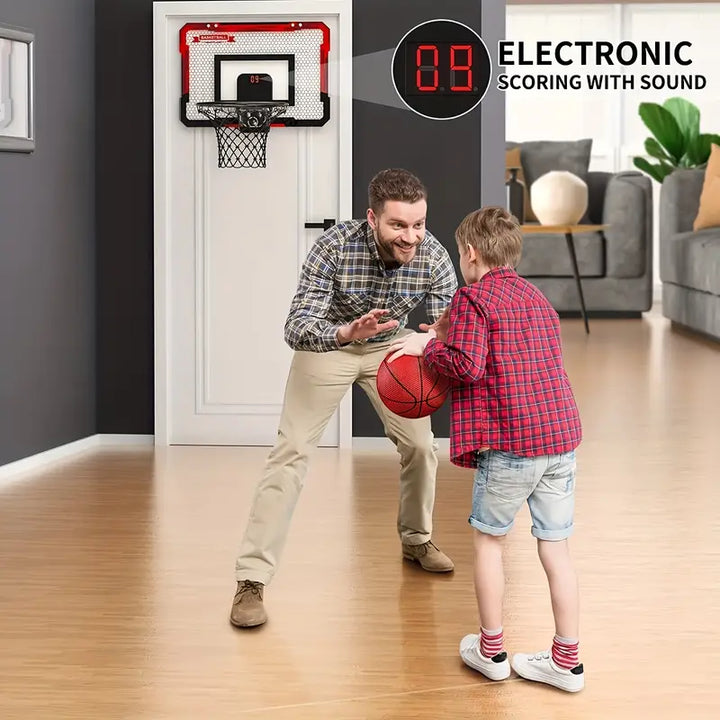 Fun mini basketball hoop & electronic scoreboard, an engaging kids toy for indoor games & outdoor play.