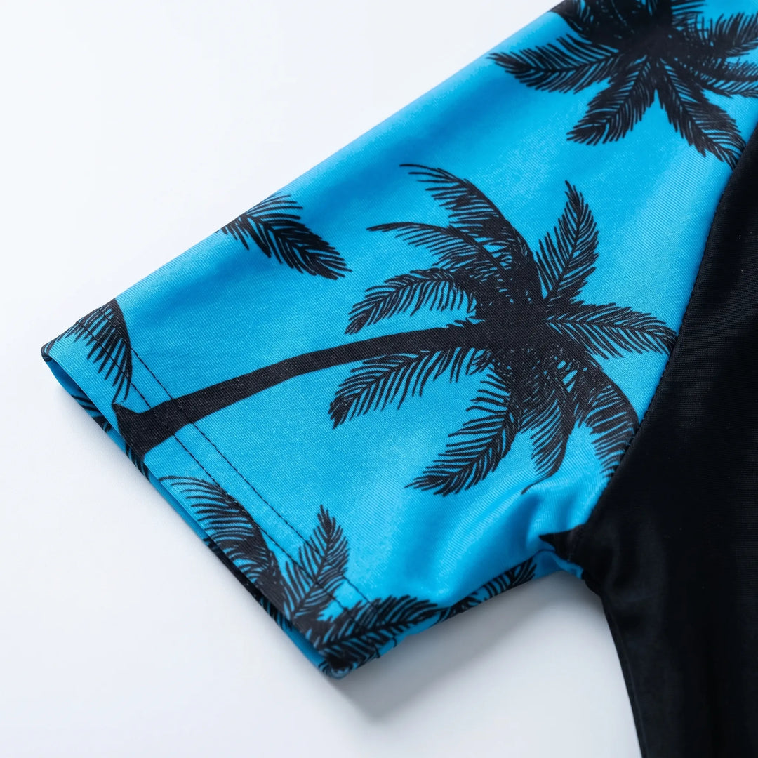 Boys' rash guard swim shirt and matching shorts, a sun-conscious two-piece activewear set for kids.