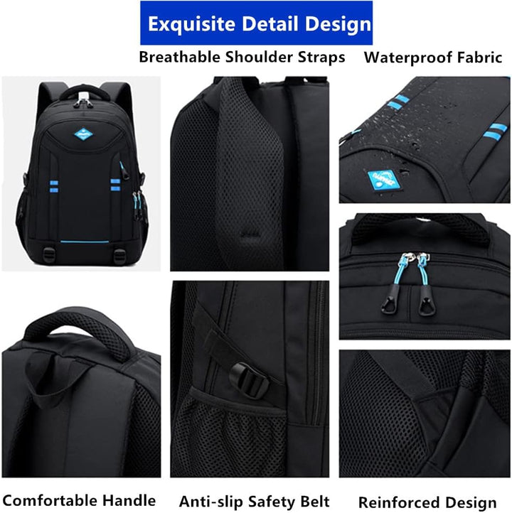 Boys' convertible multi-pocket rolling school backpack, durable trolley bag for school & travel, easy care.