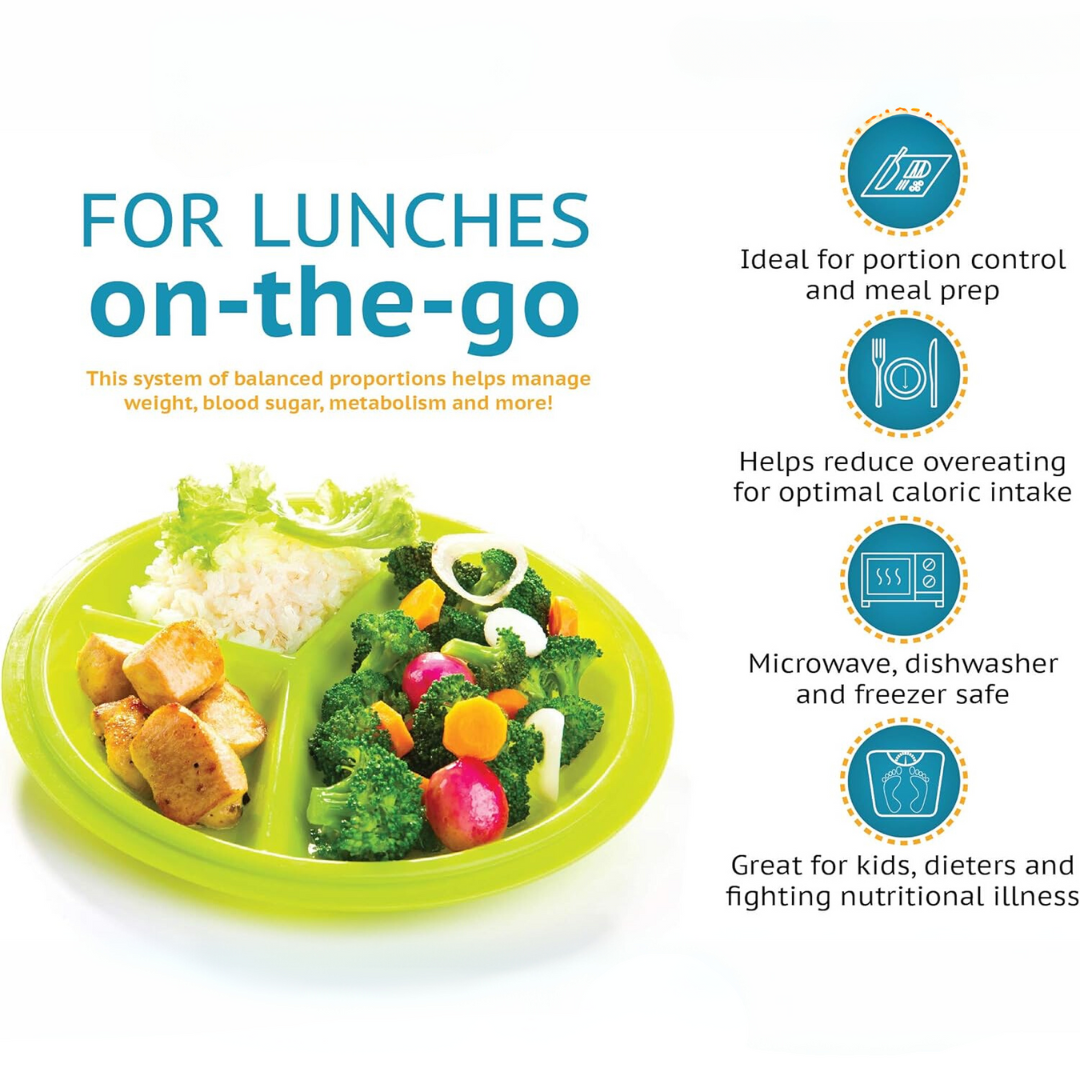 Portable meal prep lunch box for healthy eating on-the-go. Ideal travel plate for diet & portion control.