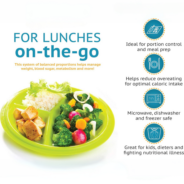 Portable meal prep lunch box for healthy eating on-the-go. Ideal travel plate for diet & portion control.
