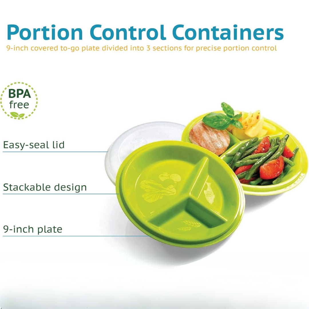 Healthy eating food container: BPA-free portion control plate for balanced meals & weight management.